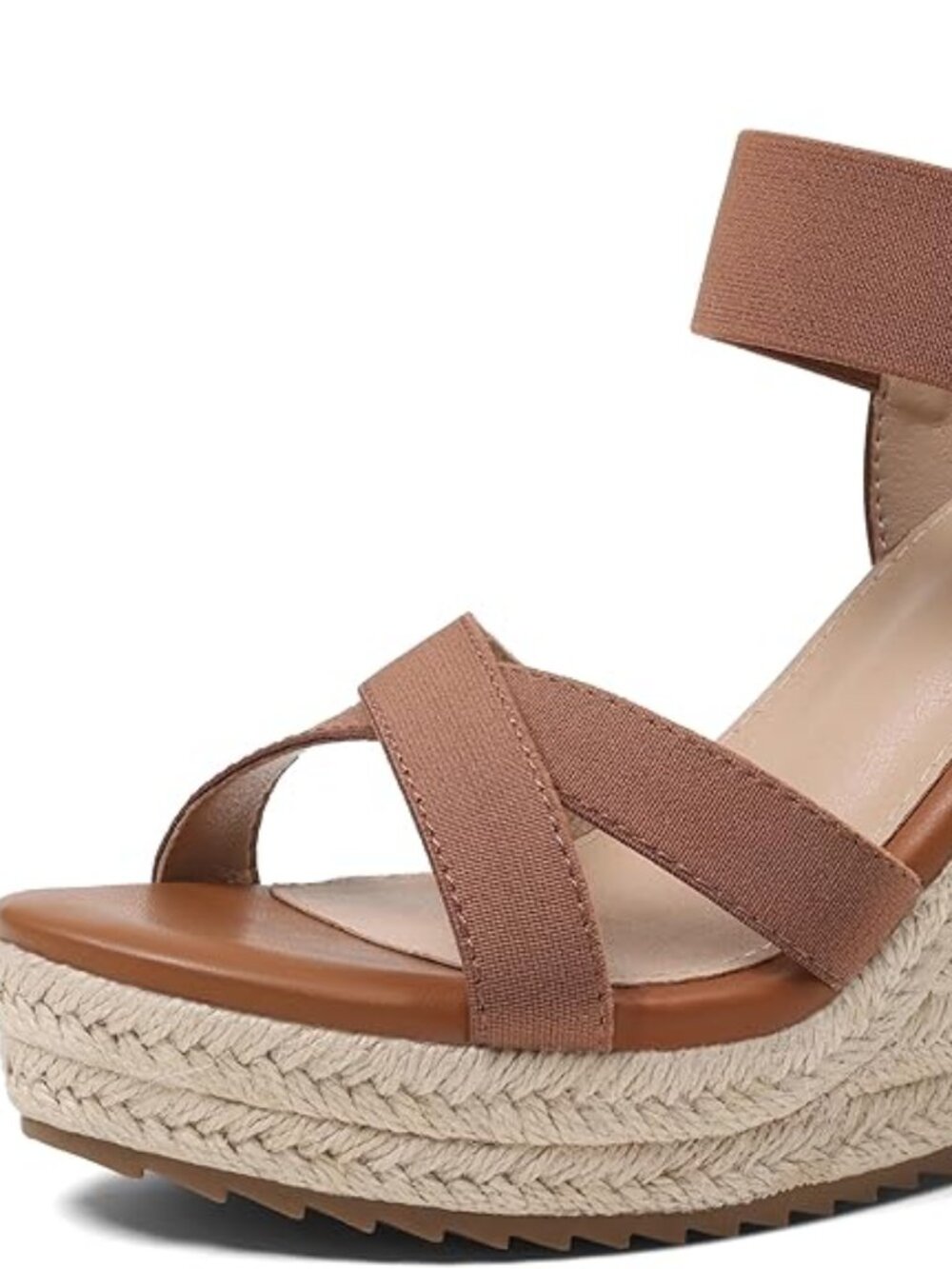Women's Open Toe Espadrilles Wedge Sandal Slip On Elastic Ankle Strap Platform S